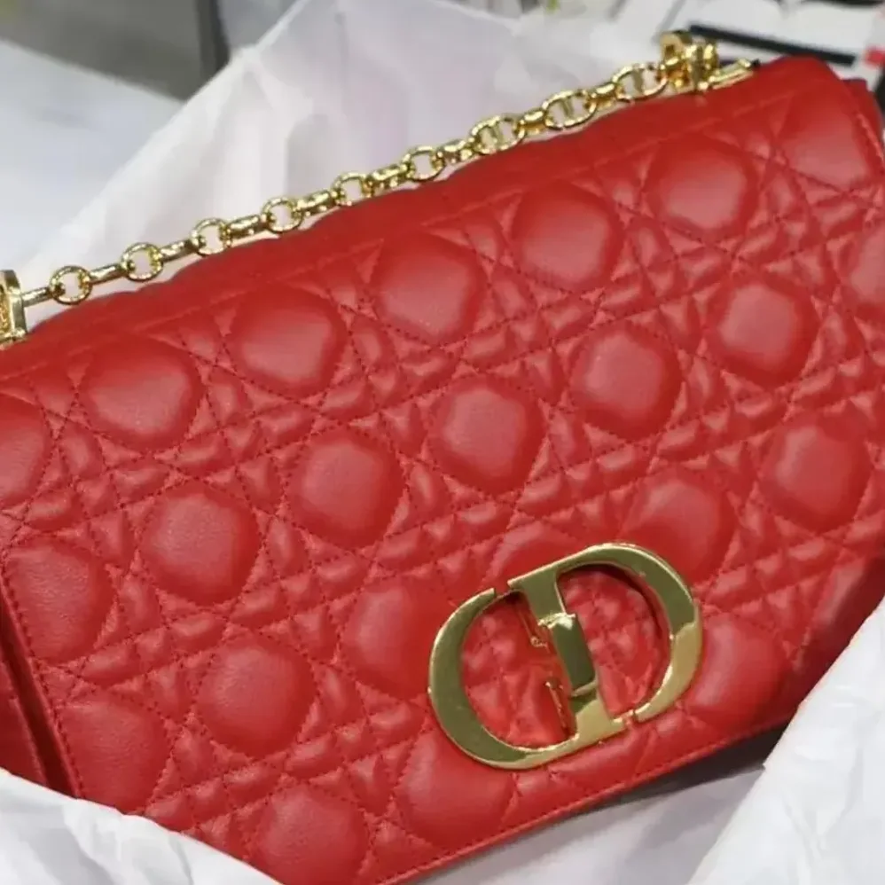 Dior Large Dior Caro Bag Red Soft Cannage Calfskin for Women Dior Large Dior Caro Bag Red Soft Cannage Calfskin for Women