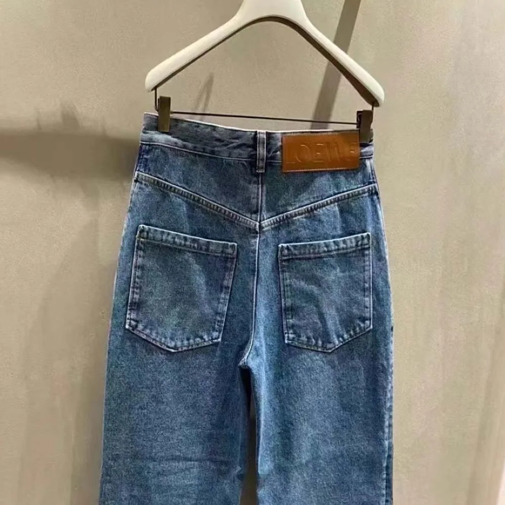 Loewe Anagram Cropped Jeans in Denim for Women Loewe Anagram Cropped Jeans in Denim for Women