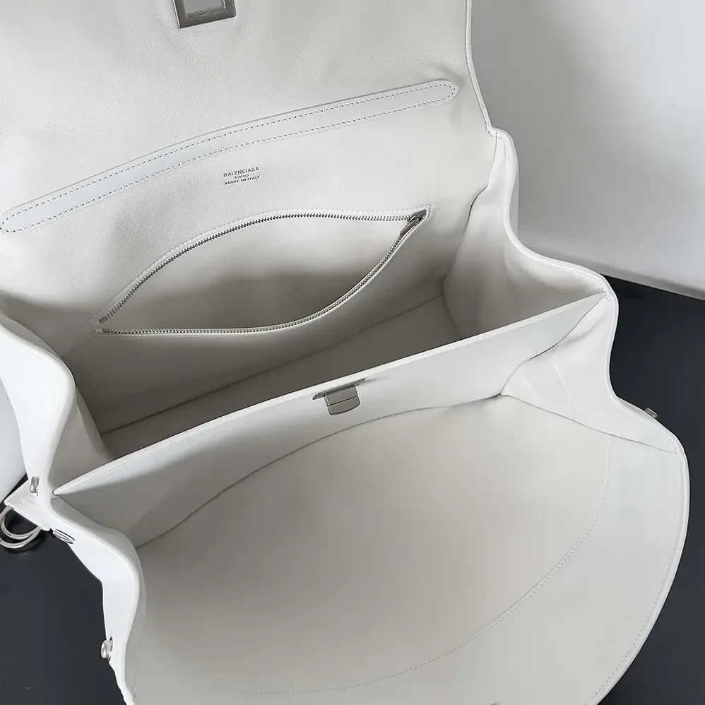 Balenciaga Rodeo Medium Handbag in White Smooth Calfskin for Women in Silver