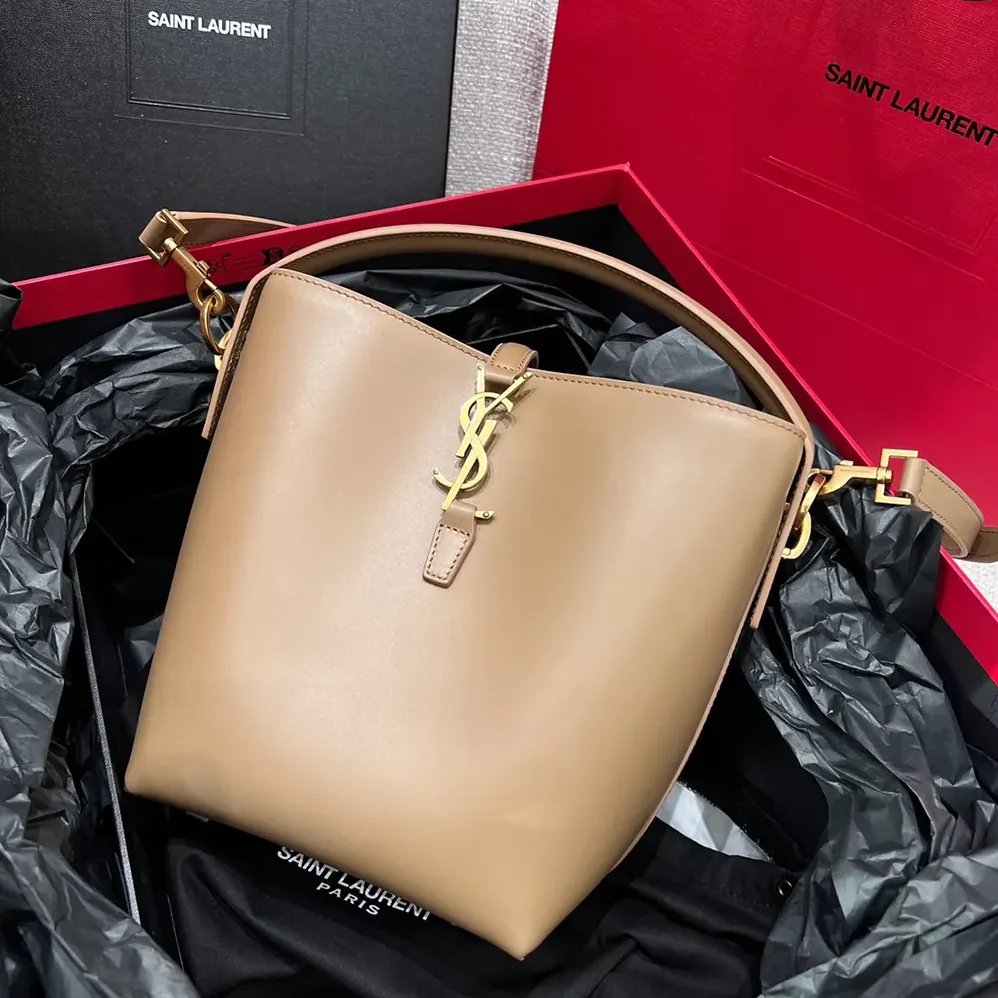 Saint Laurent YSL Le 37 Mini in Shiny Leather for Women in Brown