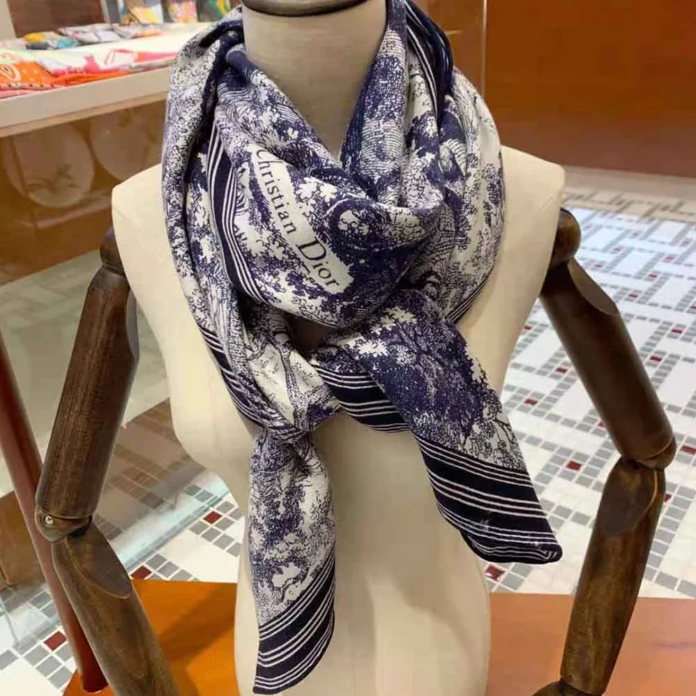 Dior Toile De Jouy Square Scarf Blue Silk Twill for Women Dior Toile De Jouy Square Scarf Blue Silk Twill for Women
