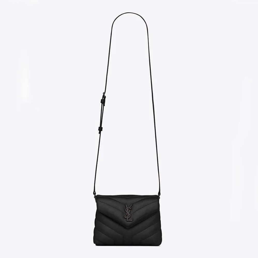 Saint Laurent YSL Loulou Toy Strap Bag in Quilted “Y” Leather for Women in Black