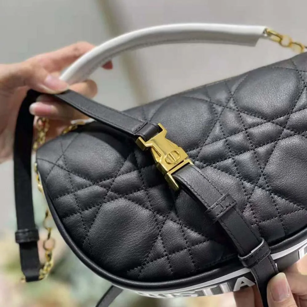 Dior Small Dior Vibe Hobo Bag Black Cannage Lambskin for Women