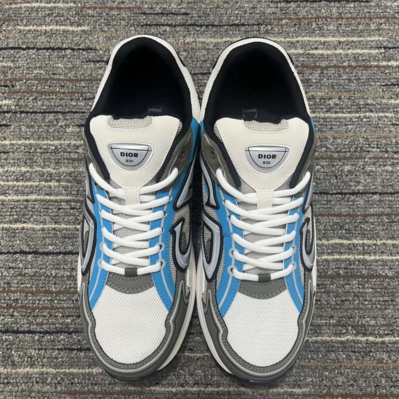Dior CD Shoes B30 Low-Top Sneaker Light Blue Mesh Gray Blue Technical Fabric for Men