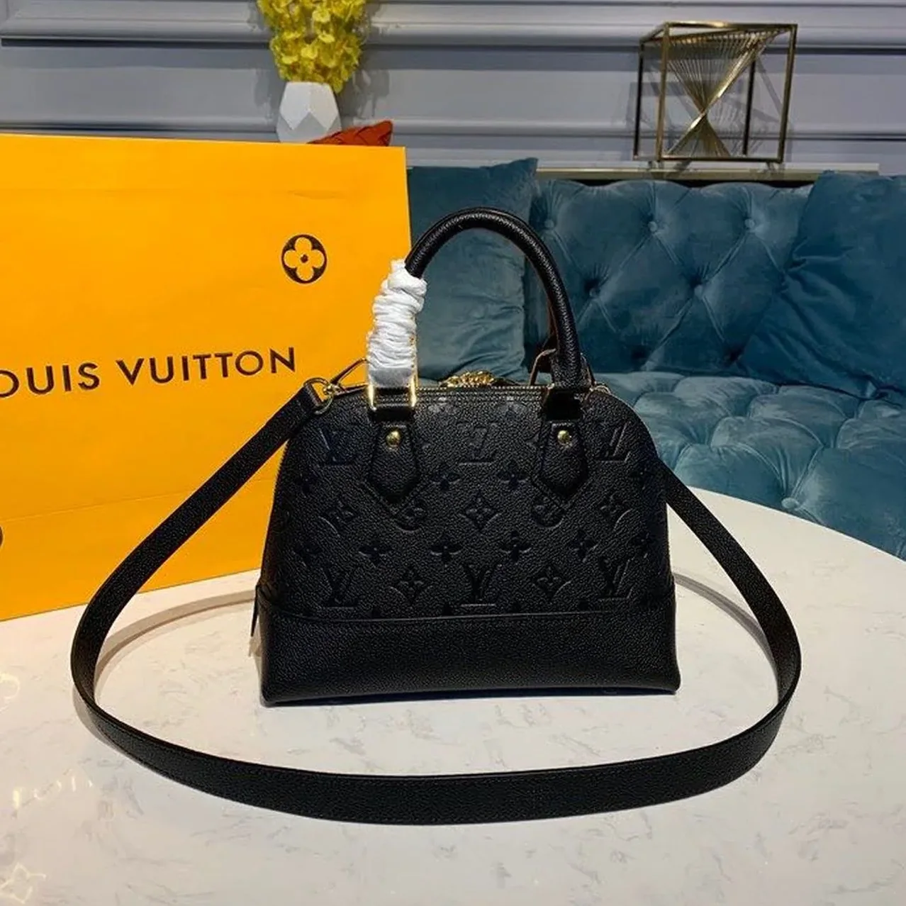 Louis Vuitton Neo Alma BB Top Handle Bag / Black Monogram Empreinte Gold Hardware Louis Vuitton Neo Alma BB Top Handle Bag / Black Monogram Empreinte Gold Hardware