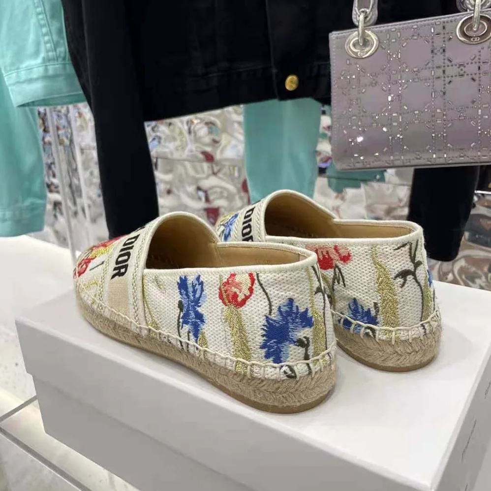 Dior Granville Espadrille Multicolor Cotton with Dior Hibiscus Embroidery for Women Dior Granville Espadrille Multicolor Cotton with Dior Hibiscus Embroidery for Women
