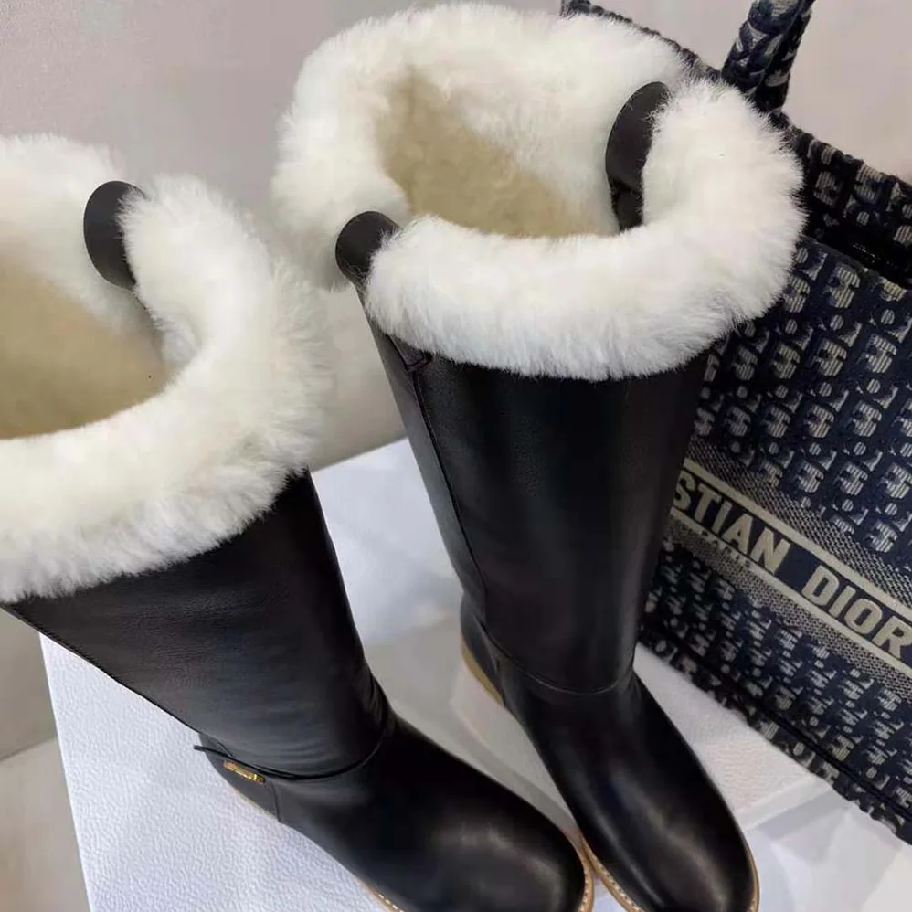 Dior D-Furious Boot Black Calfskin and Shearling for Women Dior D-Furious Boot Black Calfskin and Shearling for Women