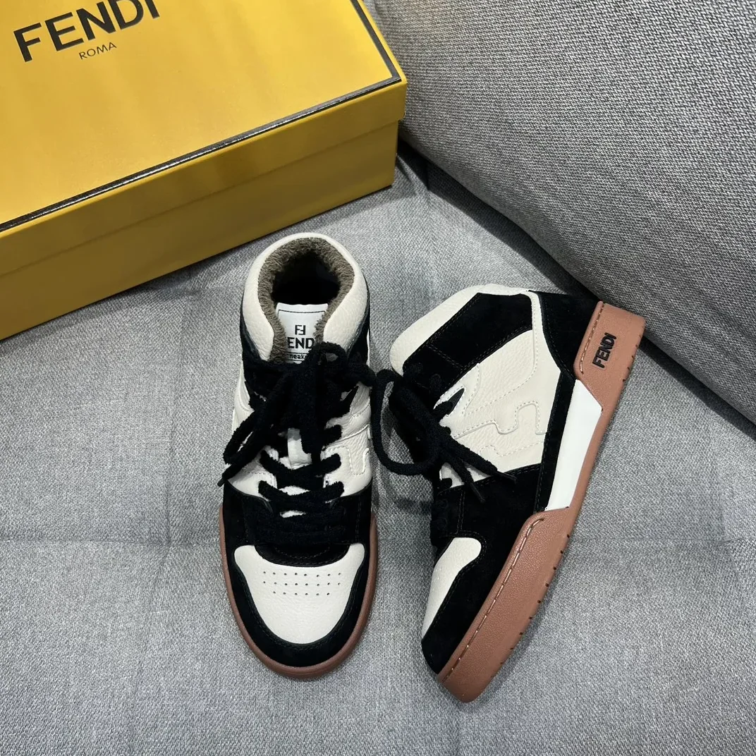 Fendi FD Fendi Match Lace-Up Hight-Tops Sneakers Black 8E8358AHH2F1FZB Fendi FD Fendi Match Lace-Up Hight-Tops Sneakers Black 8E8358AHH2F1FZB
