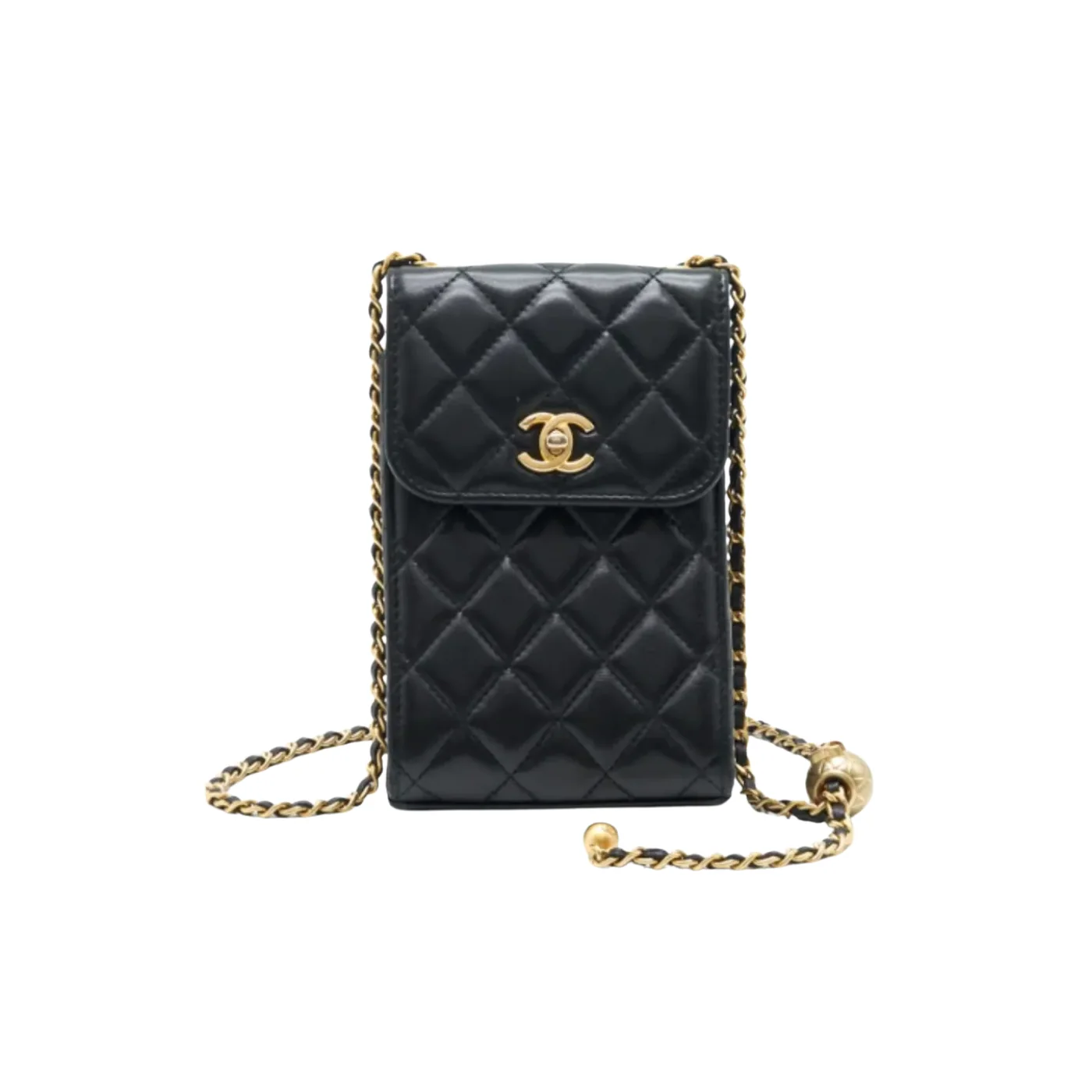 Chanel Quilted Phone Holder Bag Black / Chanel Quilted Phone Holder Bag Black /