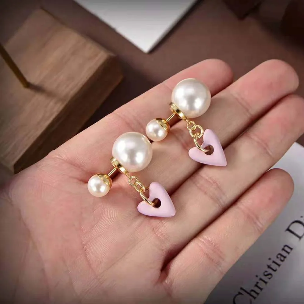 Dior Tribales Earrings Gold-Finish Metal and with Pink Glass for Women