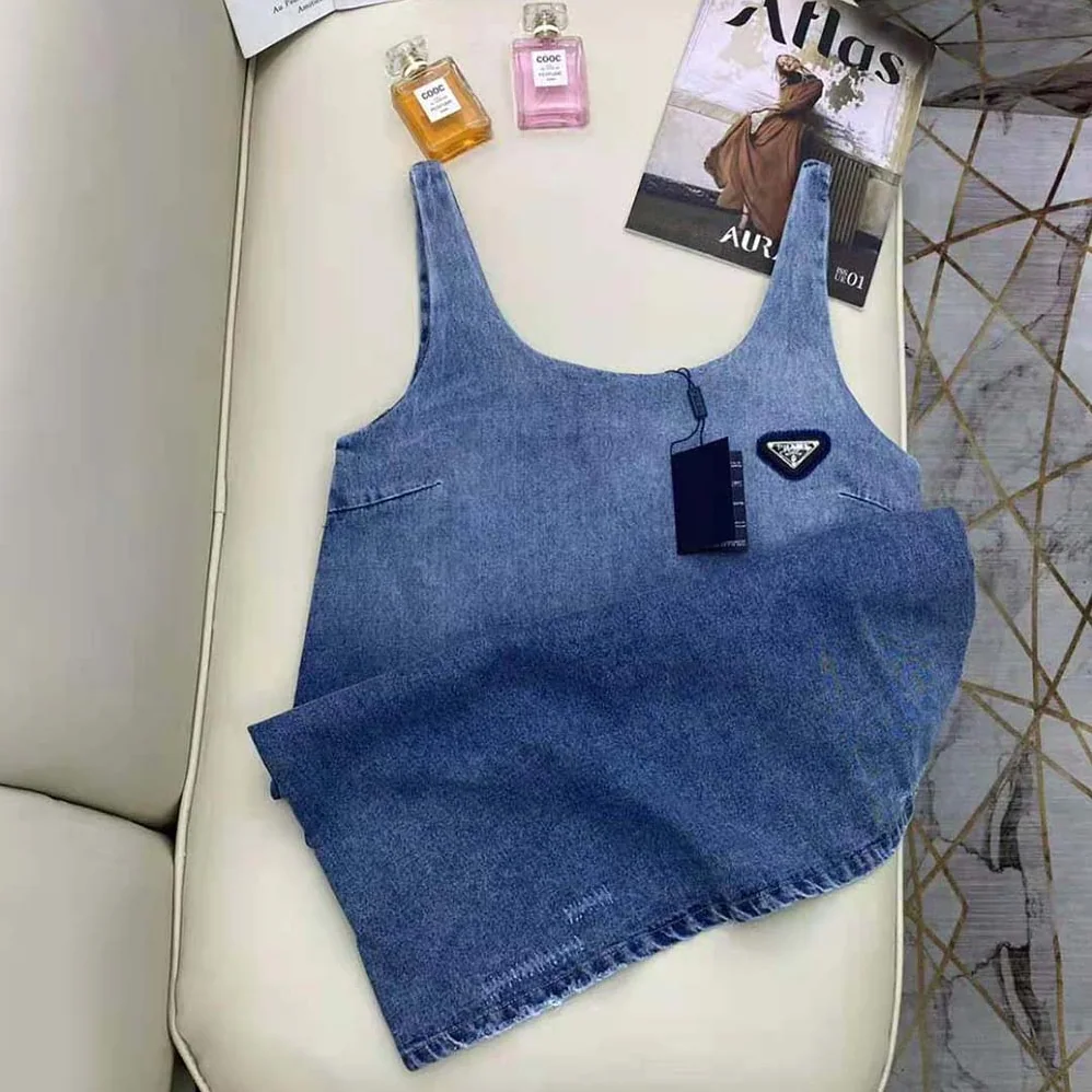Prada Organic Denim Mini-Dress for Women in Navy