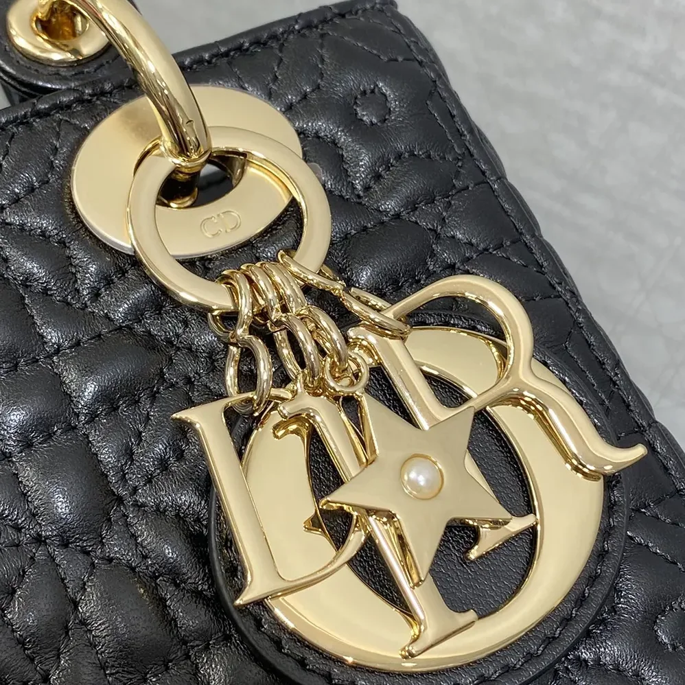 Dior Lady Dior Dioramour Bag Black Cannage Lambskin with Star Motif for Women Dior Lady Dior Dioramour Bag Black Cannage Lambskin with Star Motif for Women