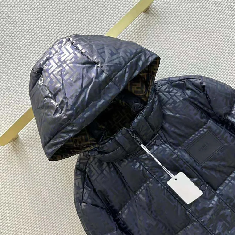 Fendi Down Jacket Blue FF Tech Fabric Down Jacket for Women Fendi Down Jacket Blue FF Tech Fabric Down Jacket for Women