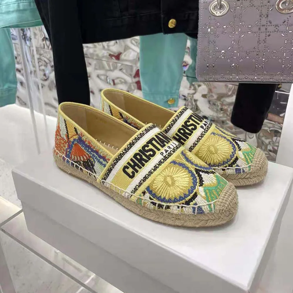 Dior Granville Espadrille Turquoise Dior In Lights Embroidered Cotton for Women Dior Granville Espadrille Turquoise Dior In Lights Embroidered Cotton for Women