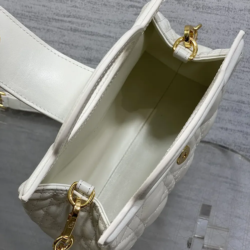 Dior Dior Jolie Top Handle Mini Bag Latte Cannage Lambskin for Women