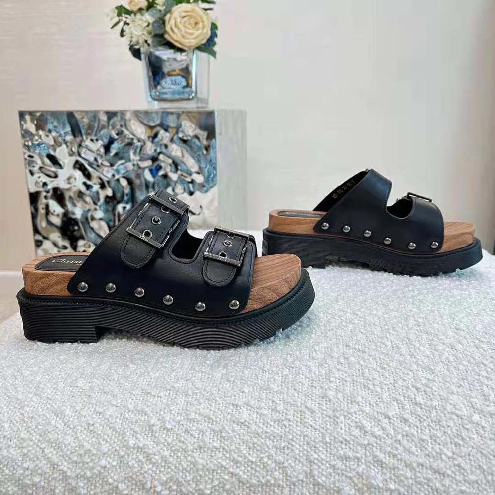 Dior Diorquake Strap Sandal Black Calfskin for Women