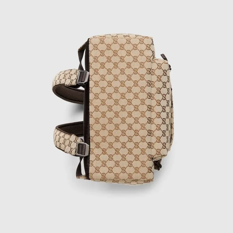 Gucci GG Canvas Medium Backpack Beige And Dark Brown /