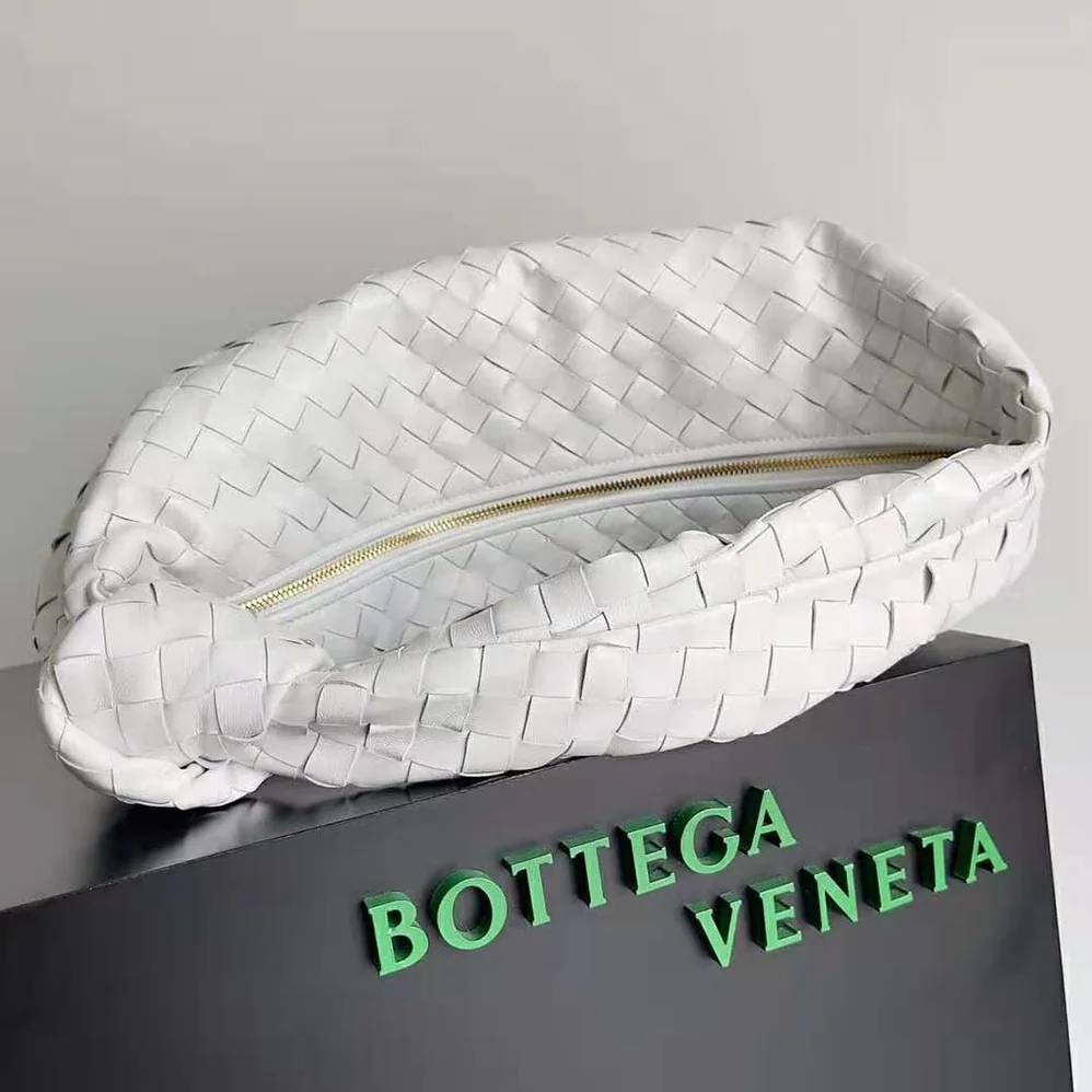 Bottega Veneta Small Jodie Intrecciato Leather Shoulder Bag for Women in White
