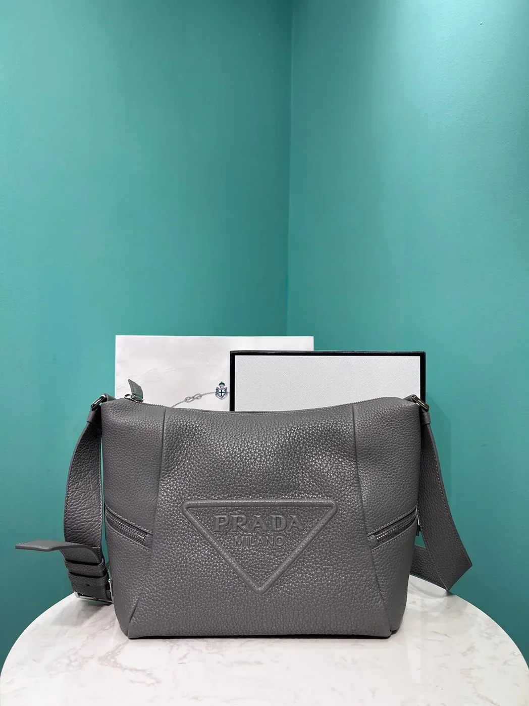 Prada Bag With Shoulder Strap In Grey / 2VH165_2BBE_F0K44_V_OOO