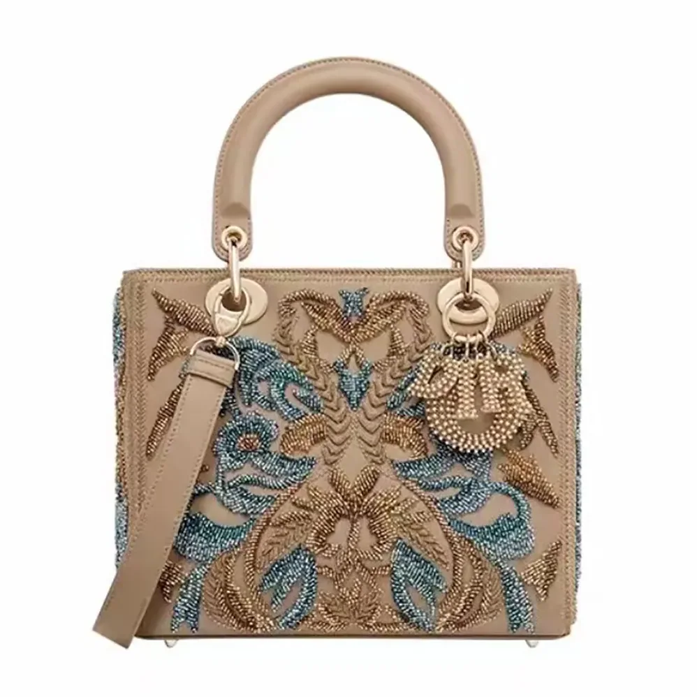 Dior Small Lady Bag Calfskin Embroidered with Multicolor Small Flowers for Women Dior Small Lady Bag Calfskin Embroidered with Multicolor Small Flowers for Women