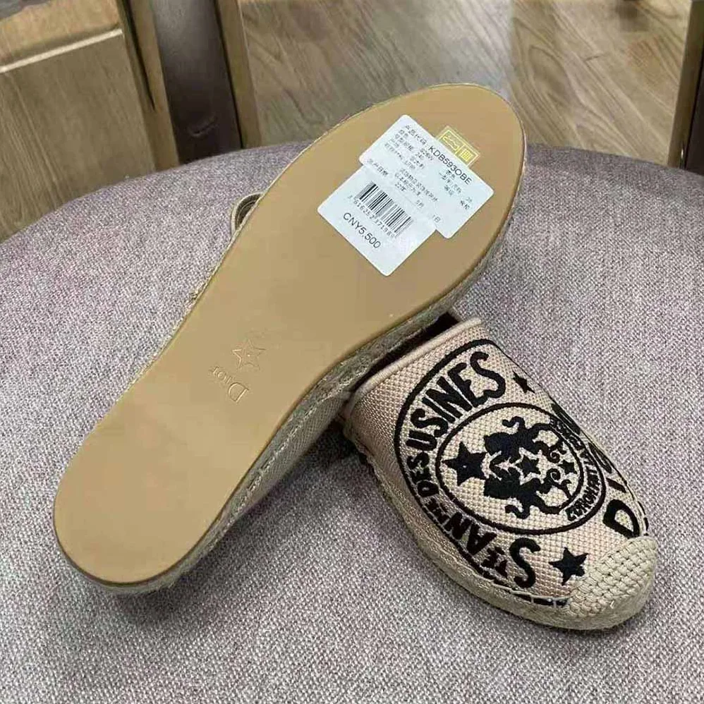 Dior Granville Espadrille Beige Jute Canvas Embroidered with Dior Union Motif for Women Dior Granville Espadrille Beige Jute Canvas Embroidered with Dior Union Motif for Women