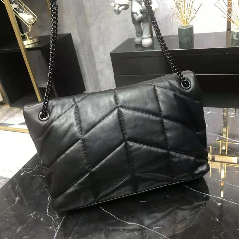 Saint Laurent YSL Puffer Medium Chain Bag in Quilted Lambskin for Women in Black