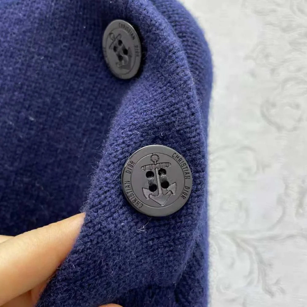 Dior Embroidered Sweater Navy Blue Cashmere Knit for Women Dior Embroidered Sweater Navy Blue Cashmere Knit for Women