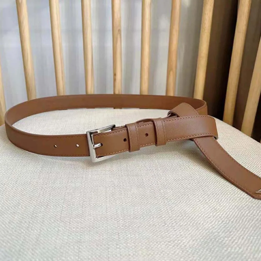 Prada N Leather Belt with Enameled-metal Triangle Logo for Unisex in Brown Prada N Leather Belt with Enameled-metal Triangle Logo for Unisex in Brown