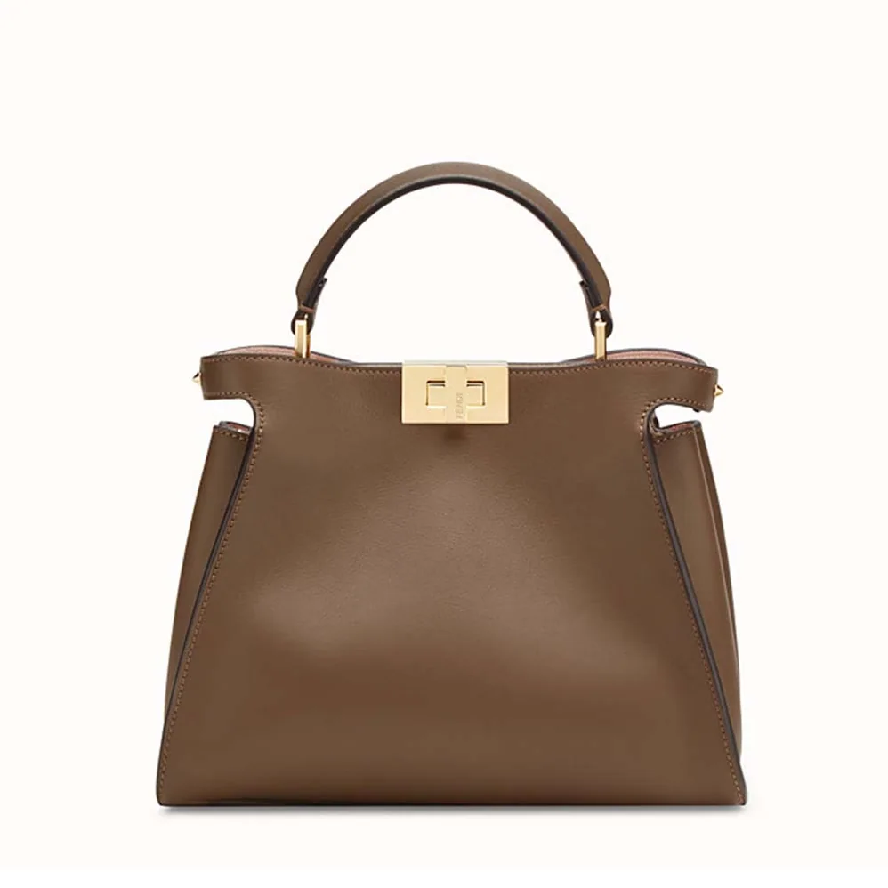 Fendi Peekaboo Essentially Bag in Calfskin Leather for Women in Brown