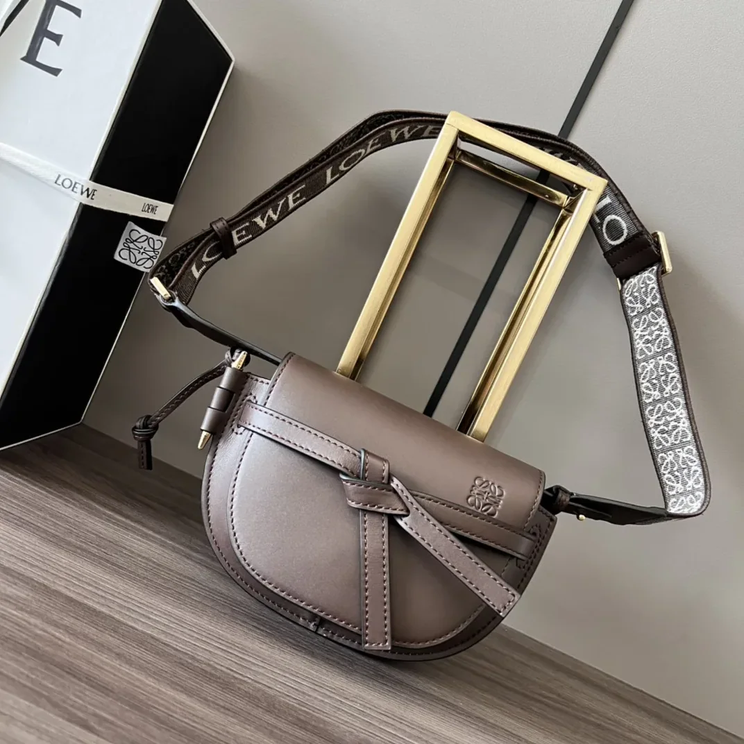 Loewe Gate Dual Mini Shoulder Bag in Dark Brown Gold Hardware Loewe Gate Dual Mini Shoulder Bag in Dark Brown Gold Hardware