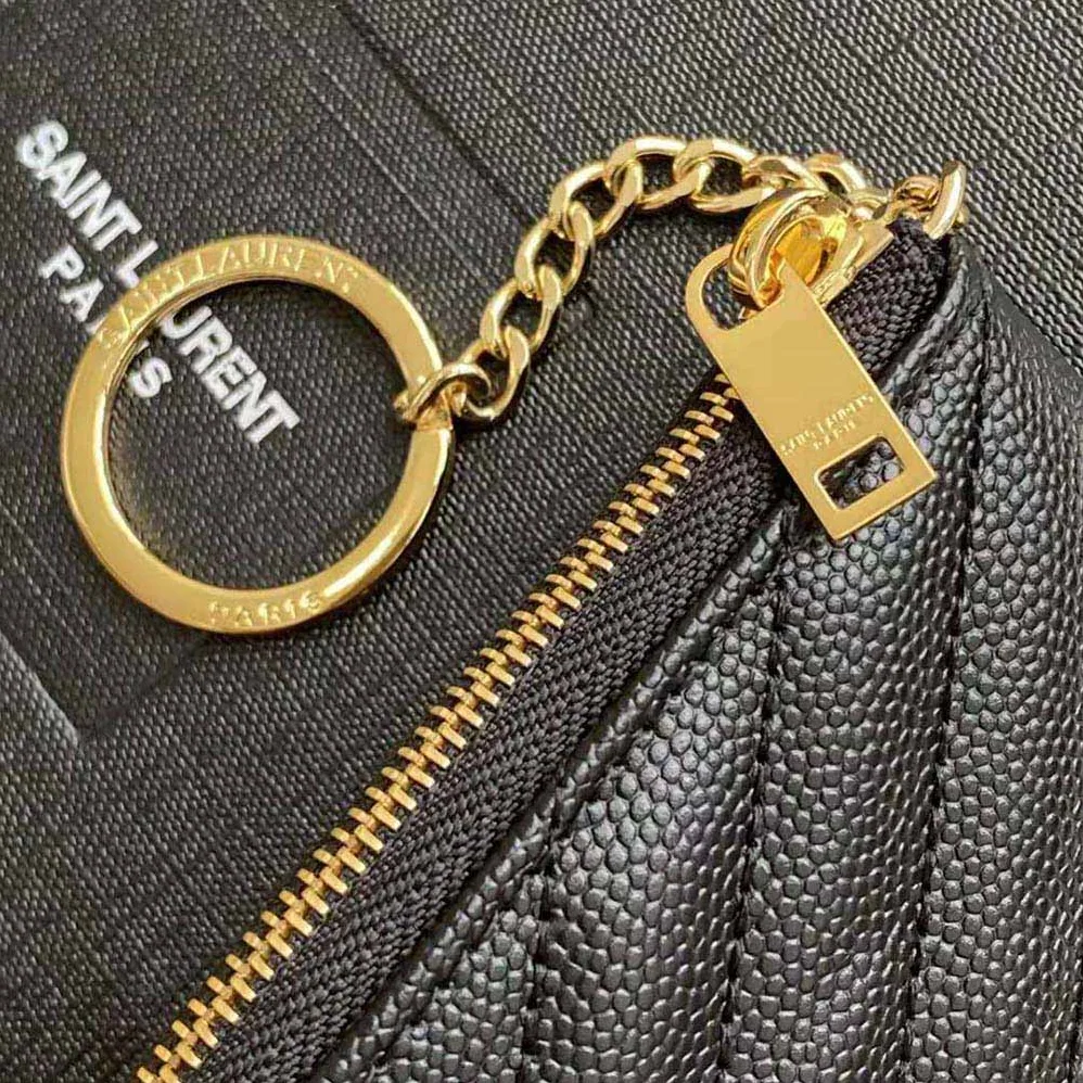 Saint Laurent YSL Monogram Key Pouch in Matelassé Leather for Women