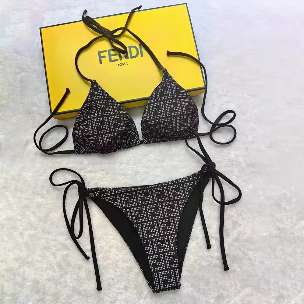 Fendi Swimsuit Black Tech Fabric Bikini for Women