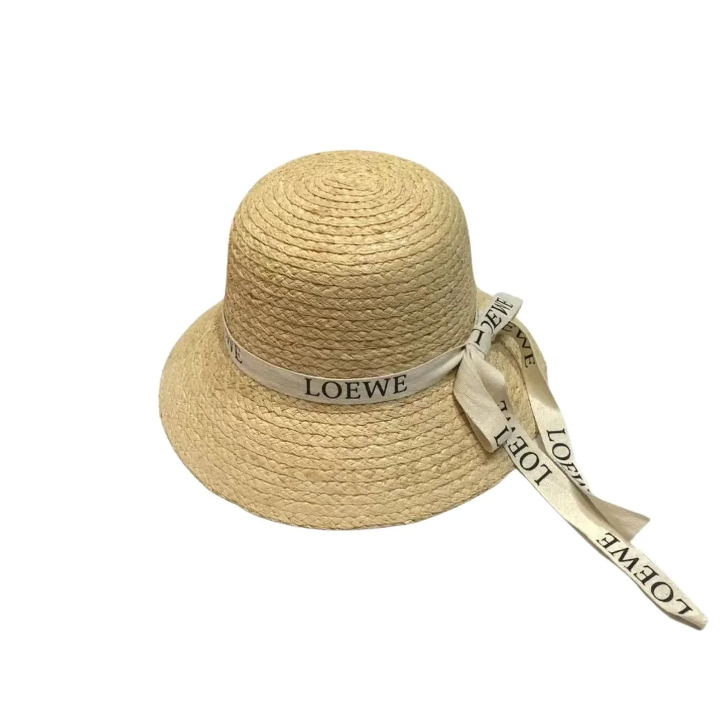 Loewe Straw Sun Hat Raffia With White Ribbon Logo Beige /