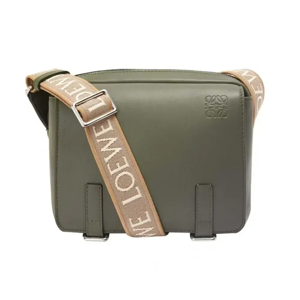 Loewe XS Military Messenger Bag in Supple Smooth Calfskin and Jacquard for Men in Dark Green Loewe XS Military Messenger Bag in Supple Smooth Calfskin and Jacquard for Men in Dark Green