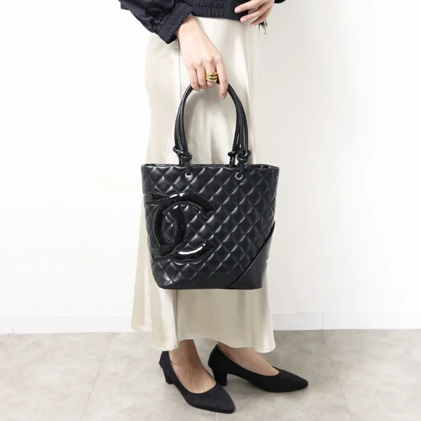 Chanel Cambon Ligne Medium Tote Bag in Black Silver Hardware Chanel Cambon Ligne Medium Tote Bag in Black Silver Hardware