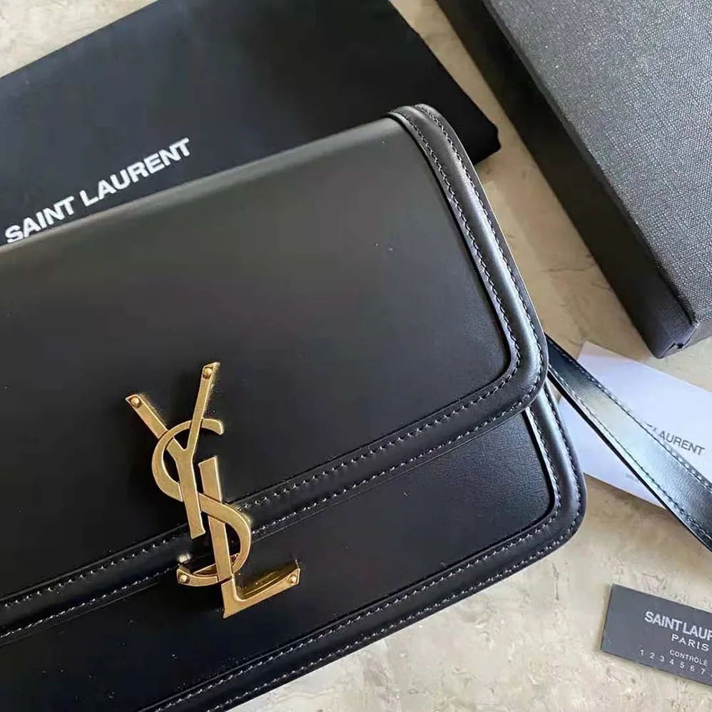 Saint Laurent YSL Solferino Medium Satchel in Box Saint Laurent Leather for Women in Black