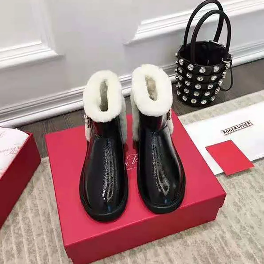 Roger Vivier Winter Viv' Strass Buckle Booties in Patent Leather