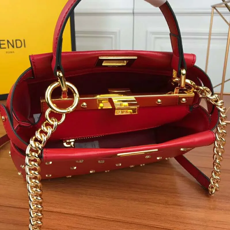 Fendi Peekaboo XS Leather Mini-Bag for Women in Red