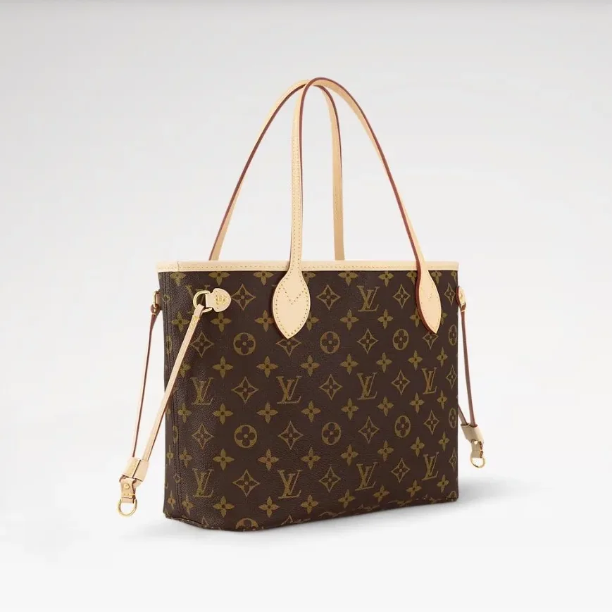 Louis Vuitton Neverfull PM Tote Bag in Beige Monogram Gold Hardware