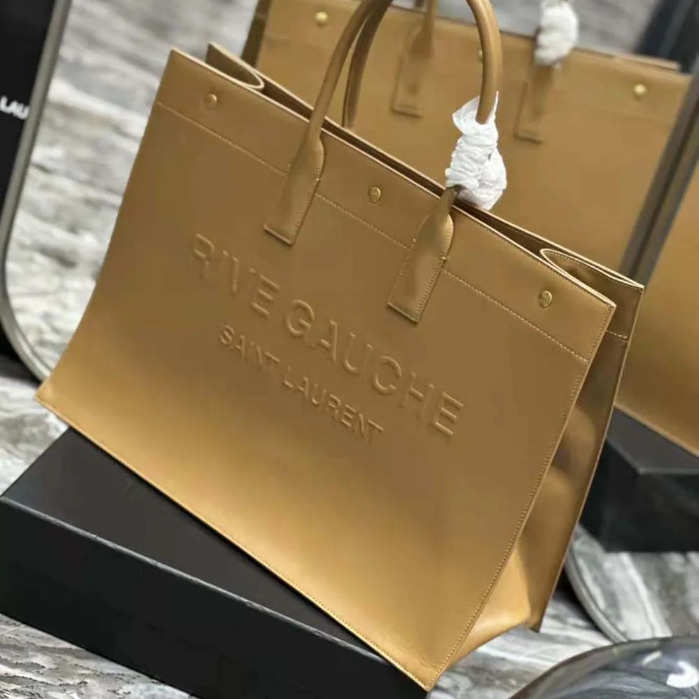Saint Laurent YSL Rive Gauche Large Tote Bag in Vegetable for Women in Tanned Leather Saint Laurent YSL Rive Gauche Large Tote Bag in Vegetable for Women in Tanned Leather