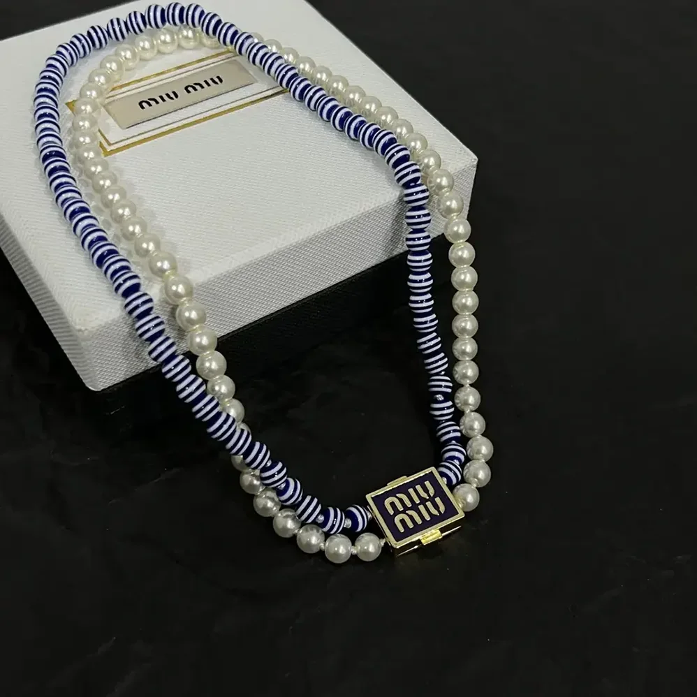 Miu Miu Metal and Synthetic Pearl Choker for Women Miu Miu Metal and Synthetic Pearl Choker for Women