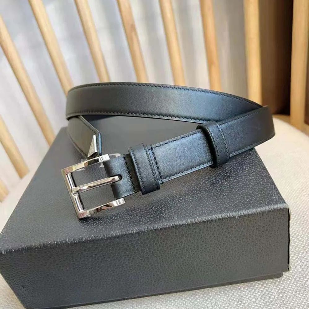 Prada N Leather Belt with Enameled-metal Triangle Logo for Unisex in Black