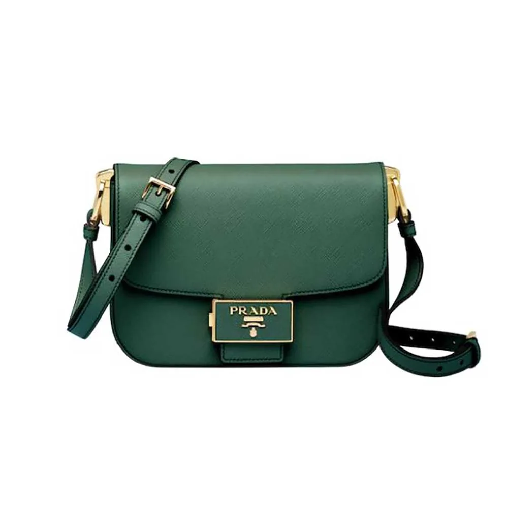 Prada Saffiano Leather Prada Embleme Bag for Women in Green