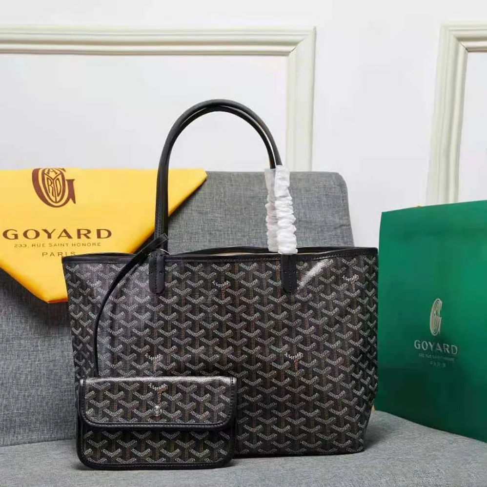 Goyard Sac Artois MM in Goyardine Canvas & Chevroches Calfskin for Women in Black