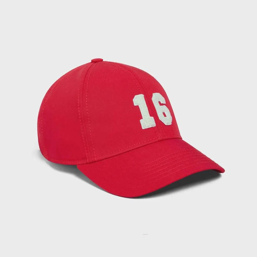 Celine 16 Patch Cotton Baseball Cap for Women in Red