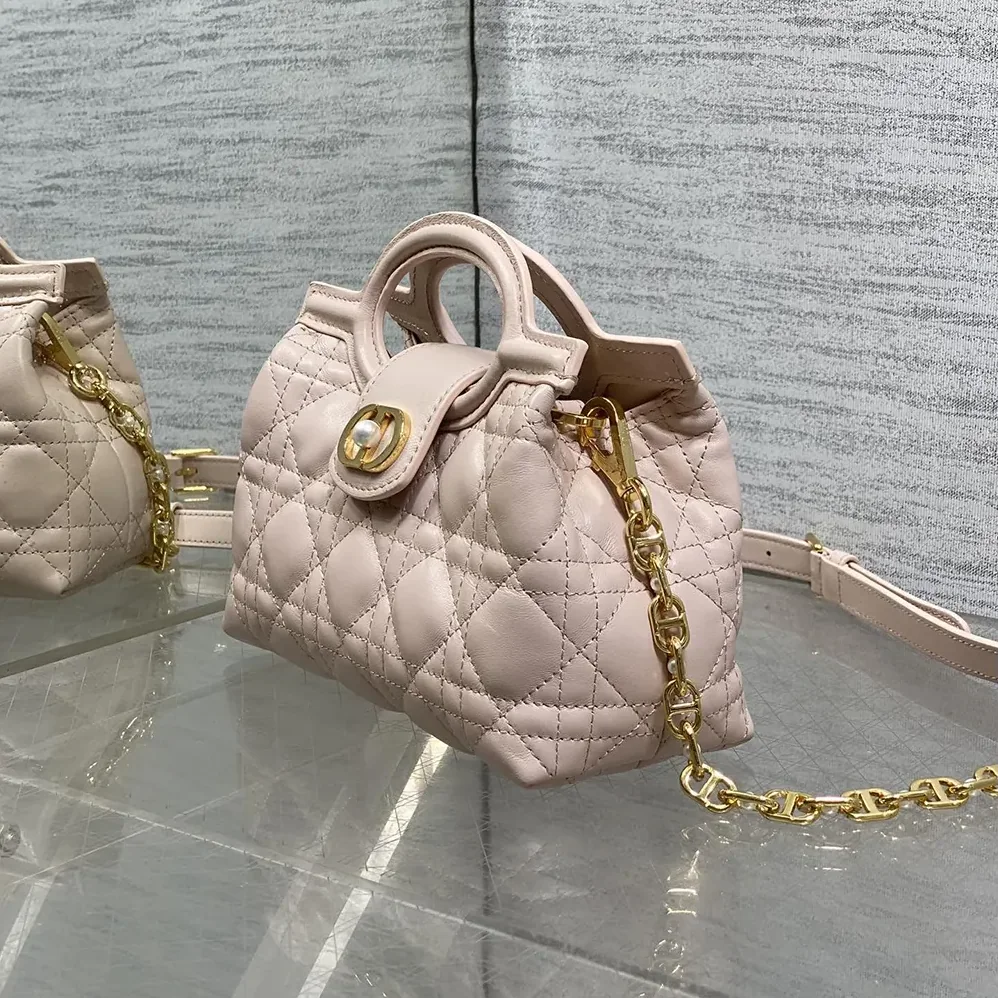 Dior Jolie Top Handle Mini Bag Powder Pink Cannage Lambskin for Women Dior Jolie Top Handle Mini Bag Powder Pink Cannage Lambskin for Women