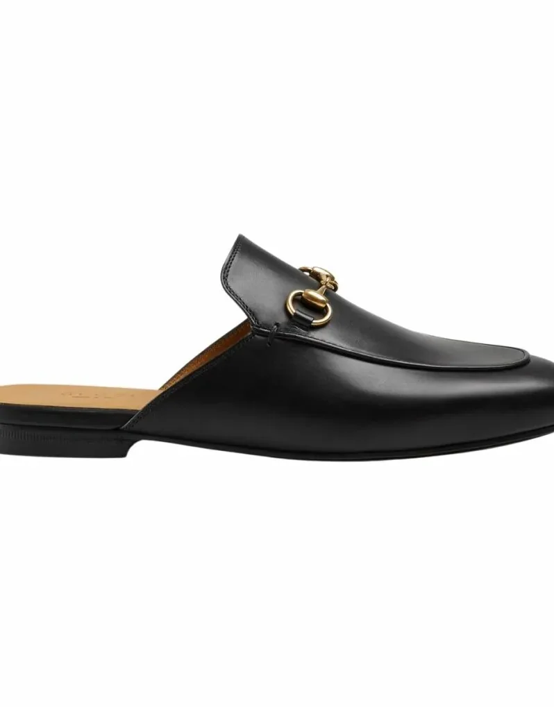 Gucci Princetown Black Leather Slipper GG