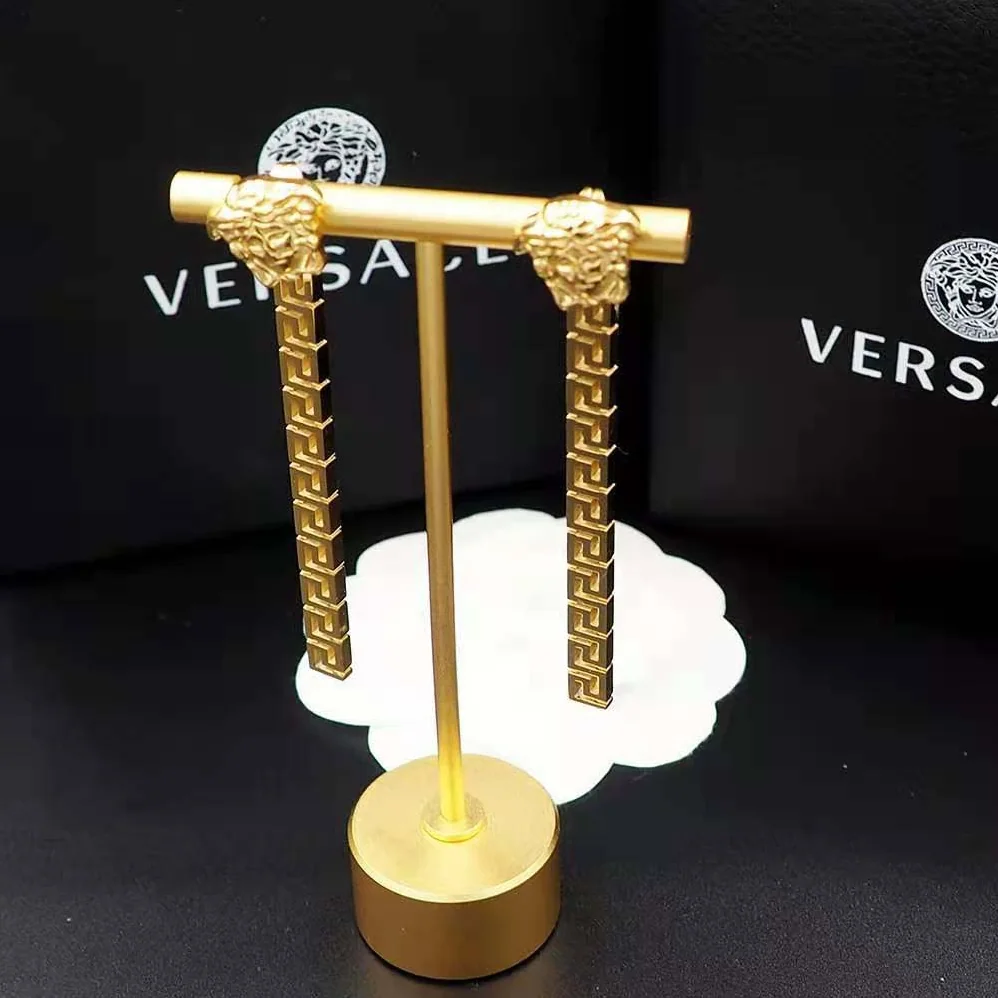 Versace Greca Drop Earrings for Women in Gold
