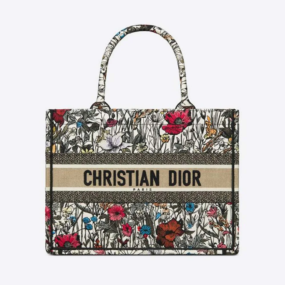 Dior Small Dior Book Tote Multicolor Mille Fleurs Embroidery for Women
