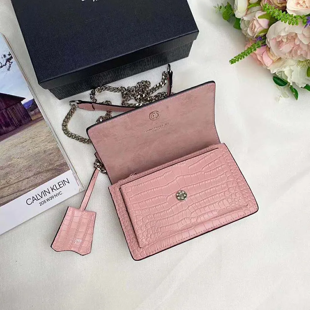 Saint Laurent YSL Sunset Medium Crocodile Embossed Shiny for Women in Pink Saint Laurent YSL Sunset Medium Crocodile Embossed Shiny for Women in Pink